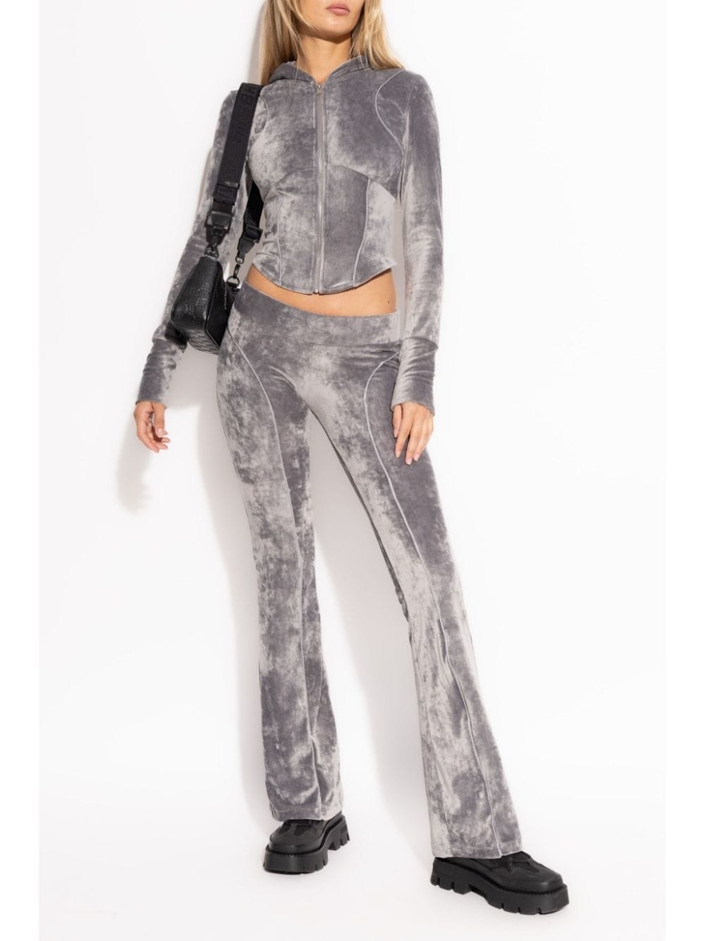 rhinestone-logo cropped hoodie - 2