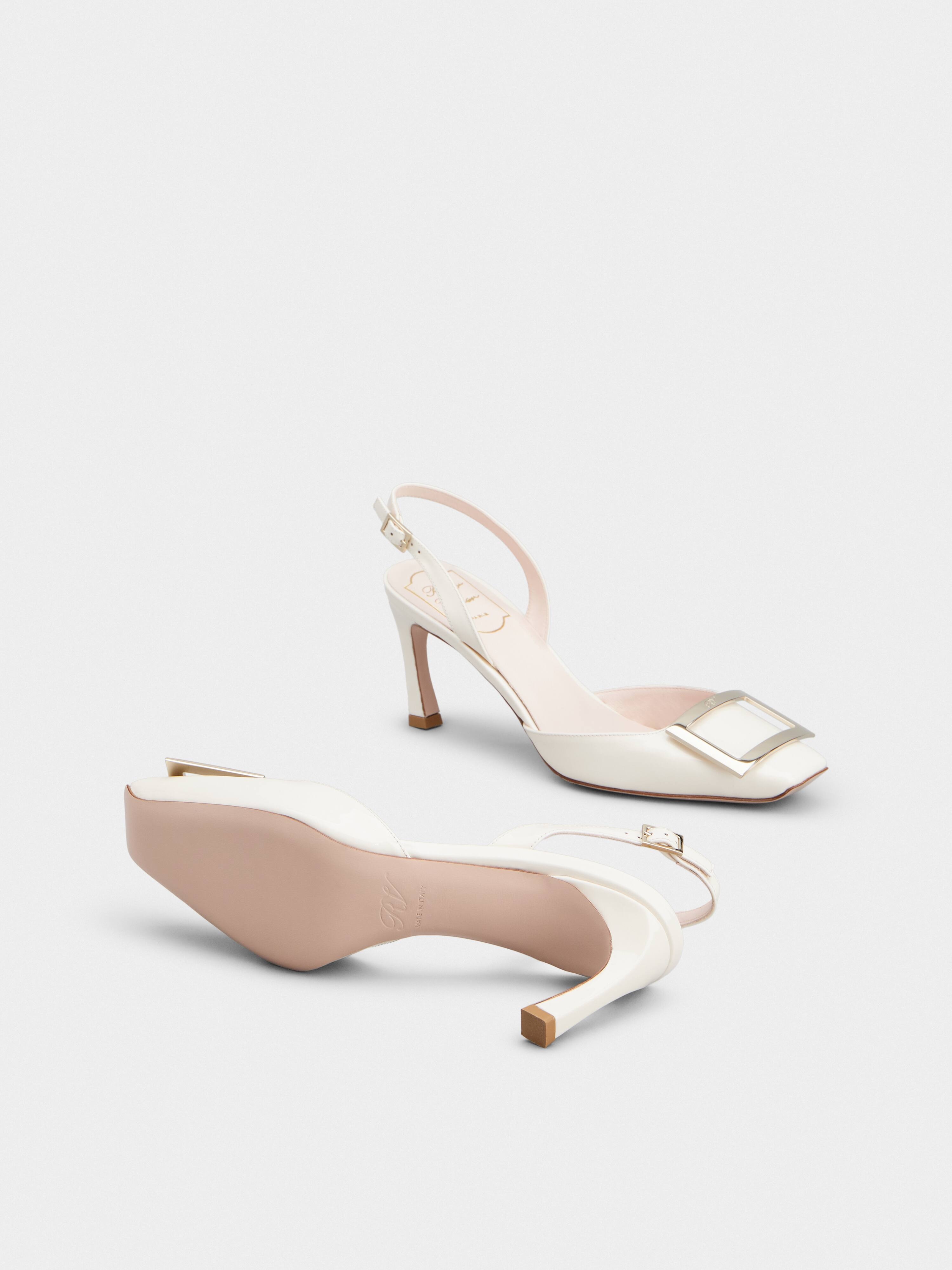Trompette Metal Buckle Slingback Pumps in Patent Leather - 6