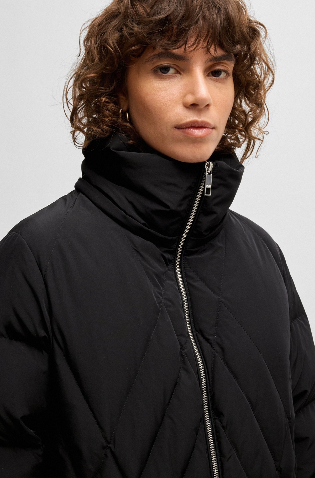 QUILTED DOWN COAT WITH ADJUSTABLE HOOD - 5
