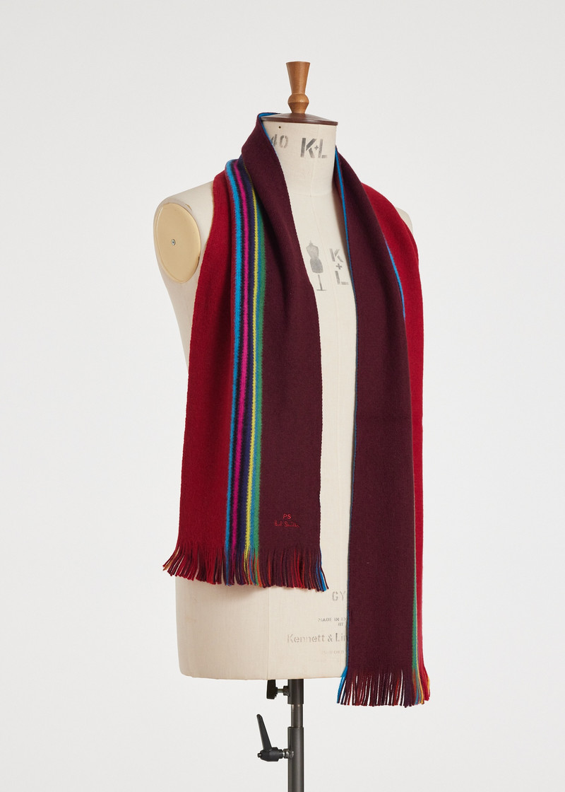Red Reversible 'Sports Stripe' Scarf 6