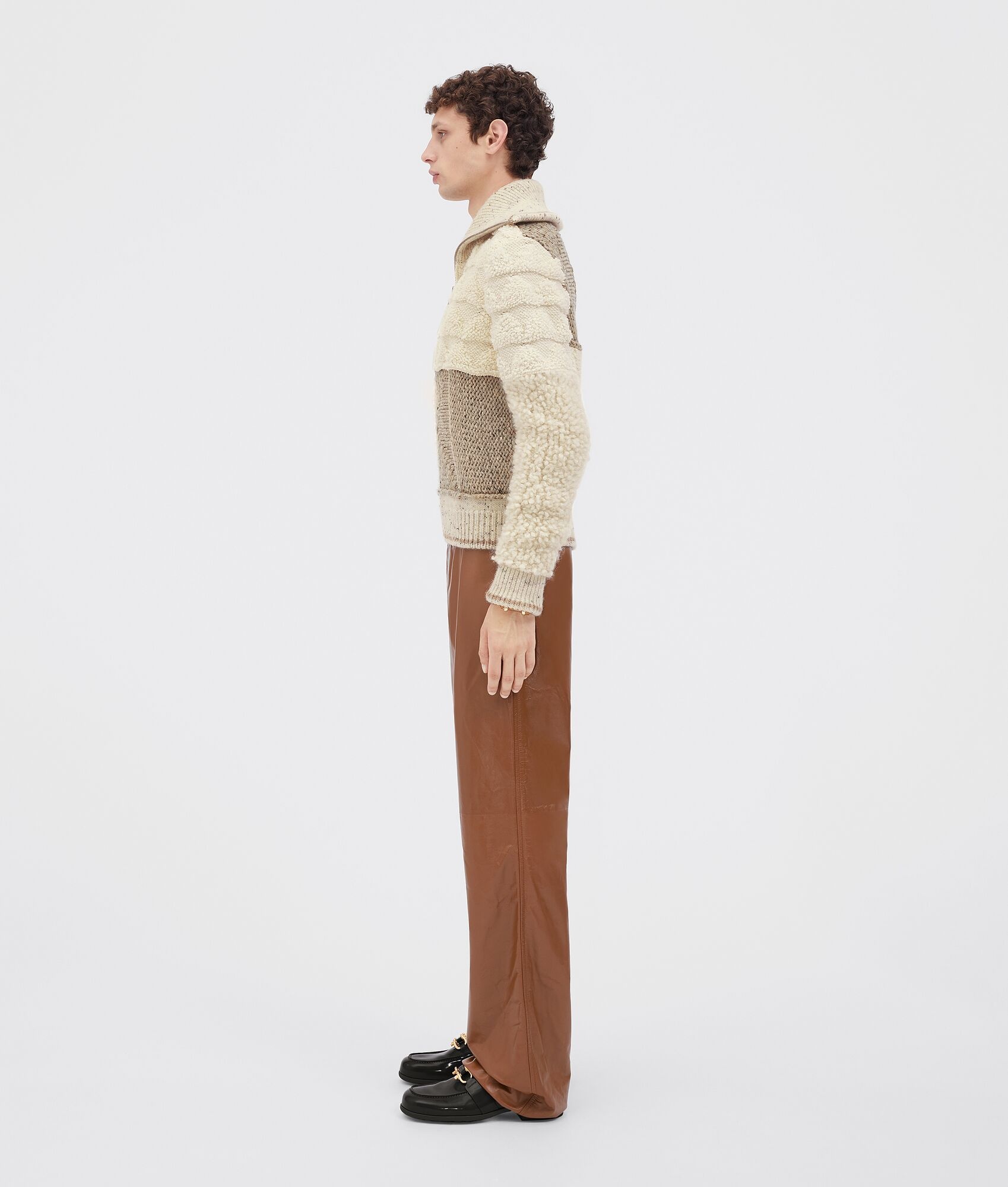 heavyweight patchwork wool cardigan - 2