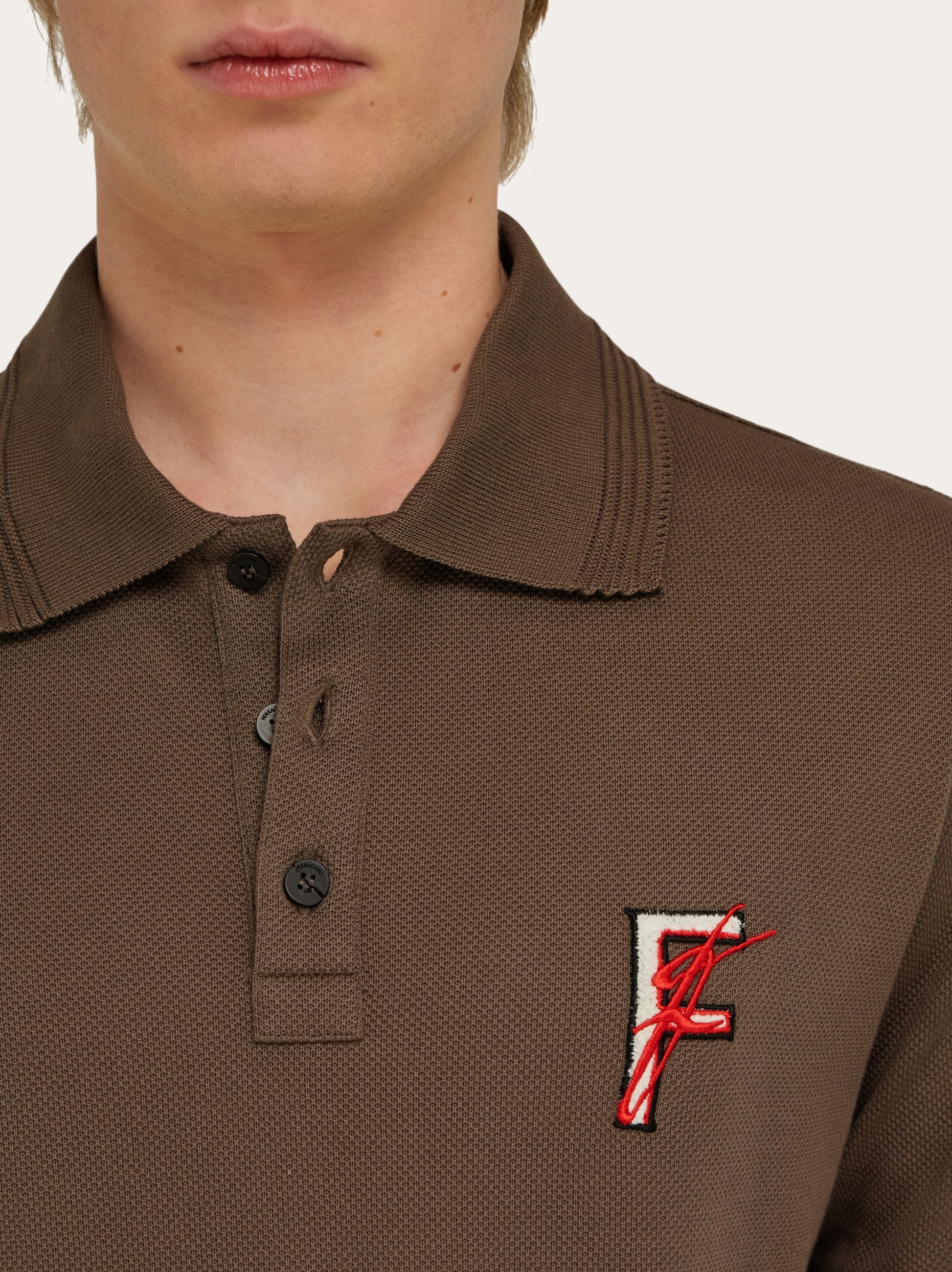 Cotton polo shirt with overlapping embroidery - 4