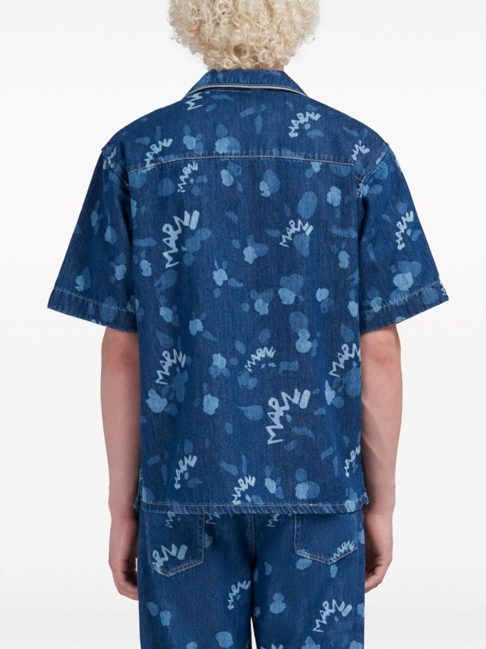 logo-print denim shirt - 4