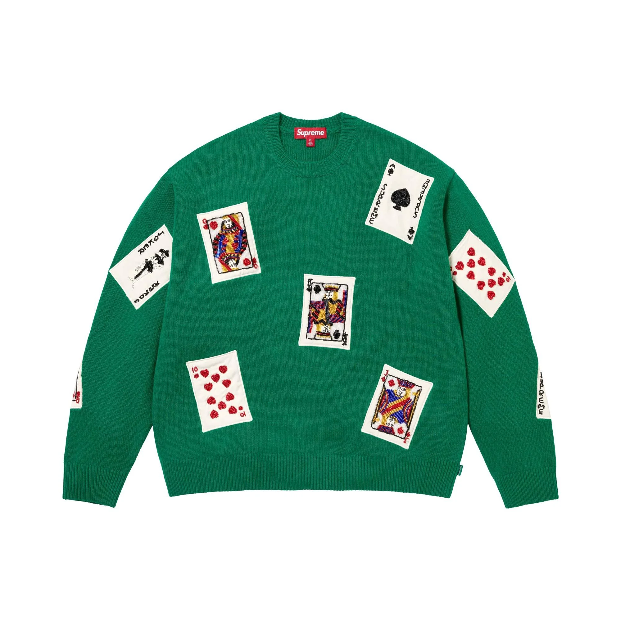 Supreme Beaded Cards Sweater 'Green' - 1