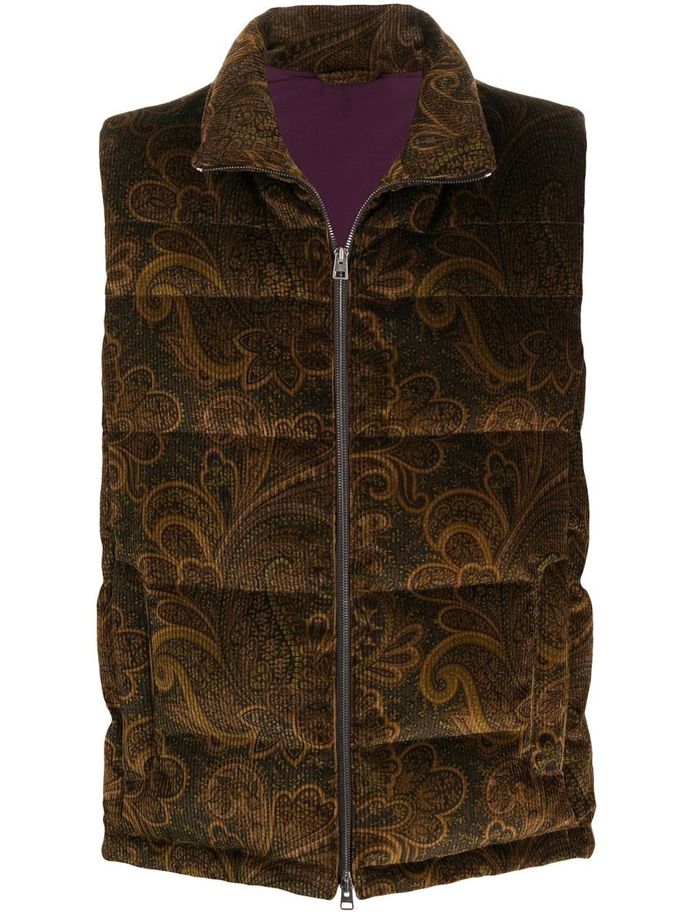 zipped paisley gilet - 1