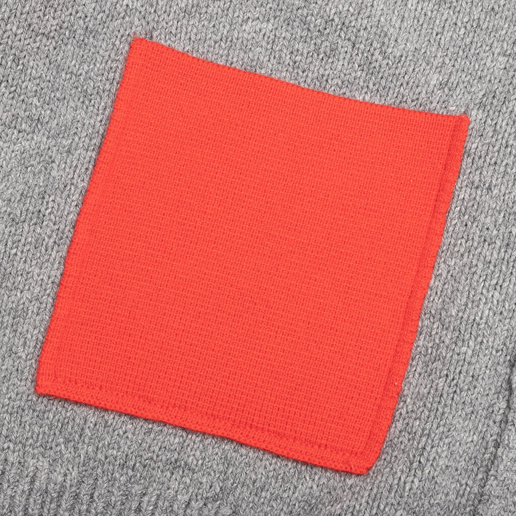 CONTRAST POCKET CARDIGAN - GREY MELANGE - 4
