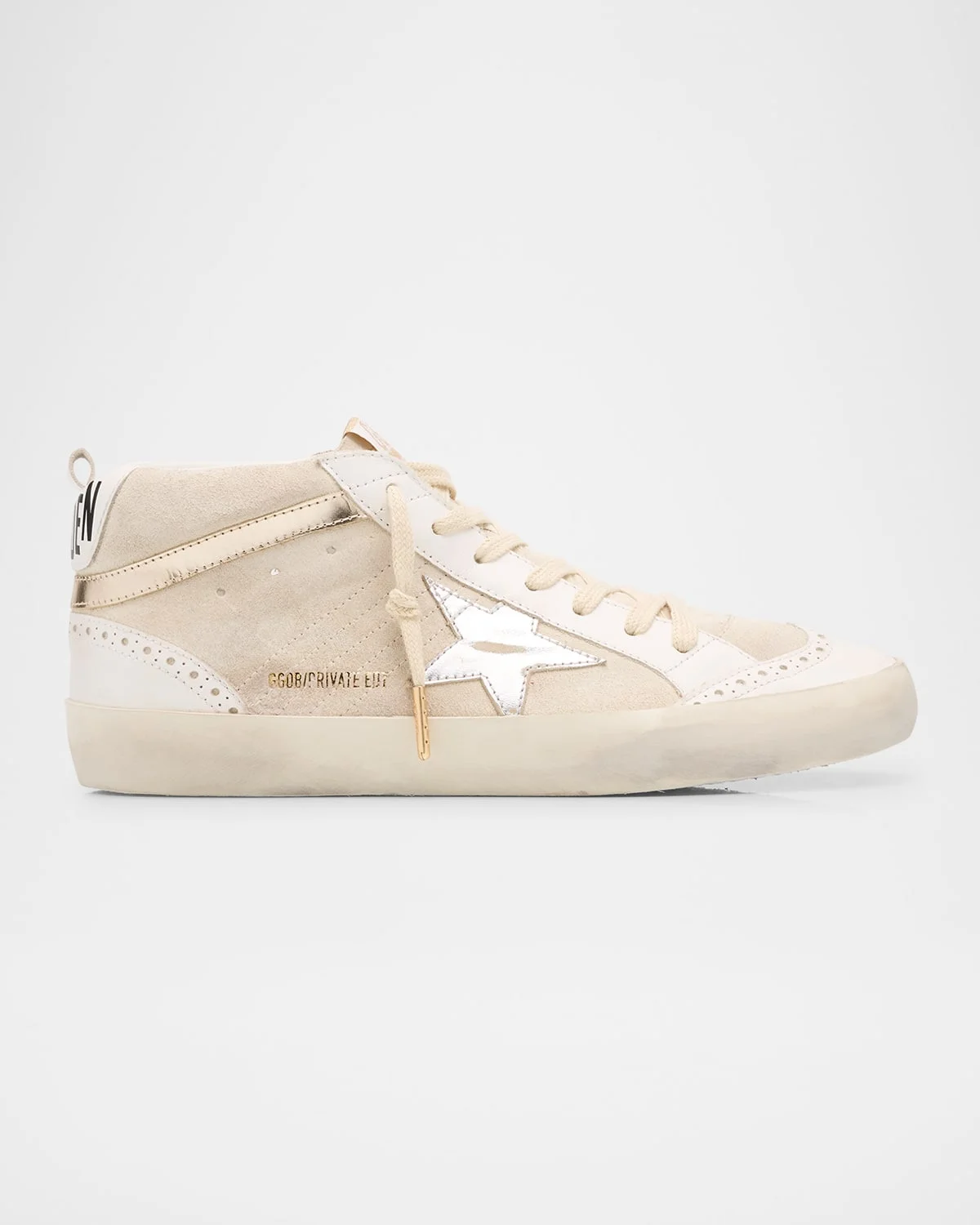 Slide Mixed Leather Mid-Top Sneakers - 1