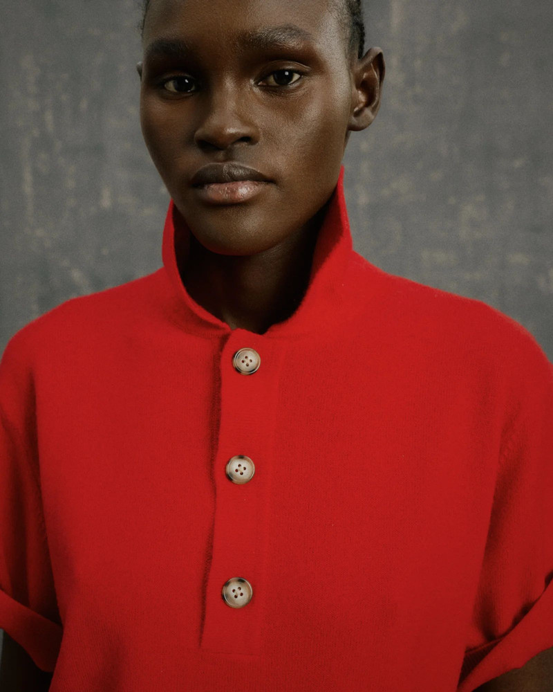SHORT SLEEVE KNIT CASHMERE POLO RED 7