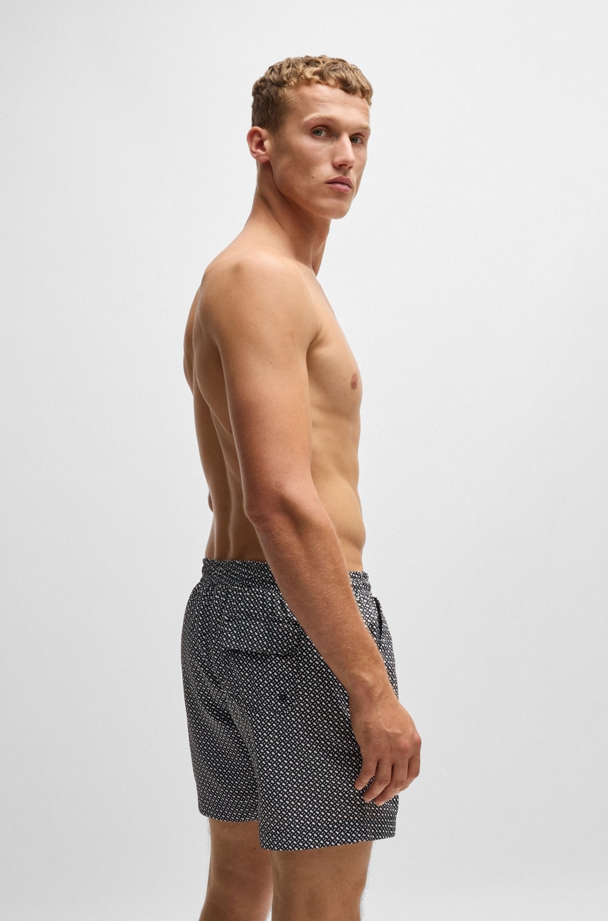 MONOGRAM-PRINT SWIM SHORTS IN QUICK-DRY FABRIC - 4