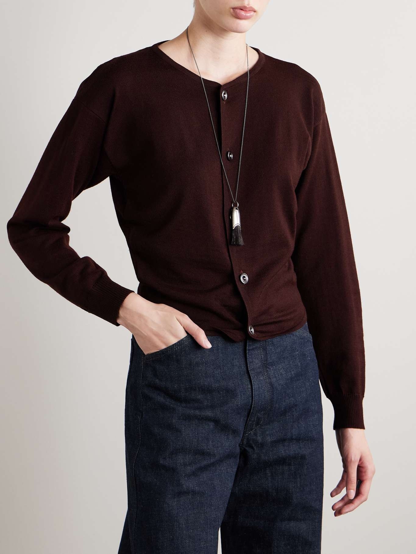Wool-blend cardigan Plum - 3
