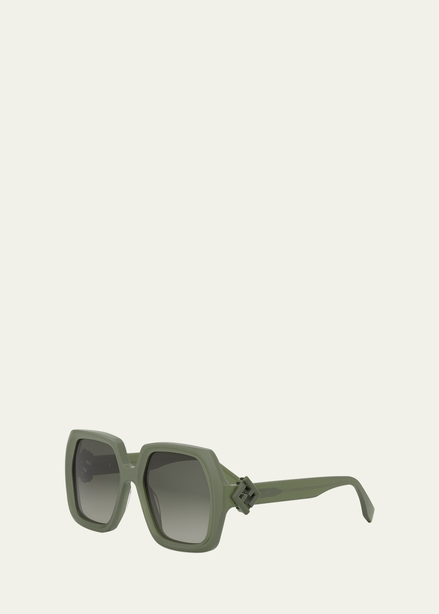 Fendi Diamond Green Acetate Square Sunglasses - 2