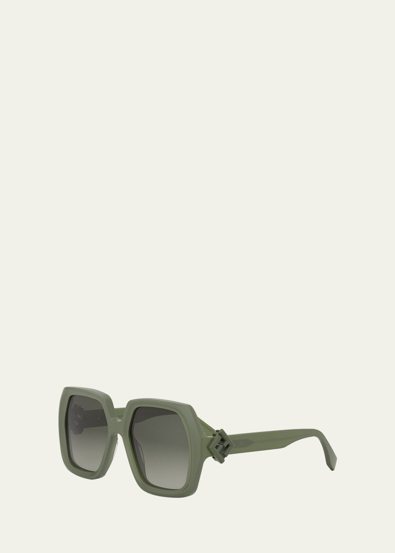 FENDI Fendi Diamond Green Acetate Square Sunglasses outlook