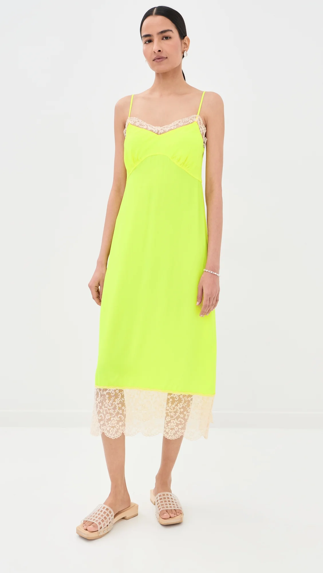 Lace Trim Slip Dress - 1