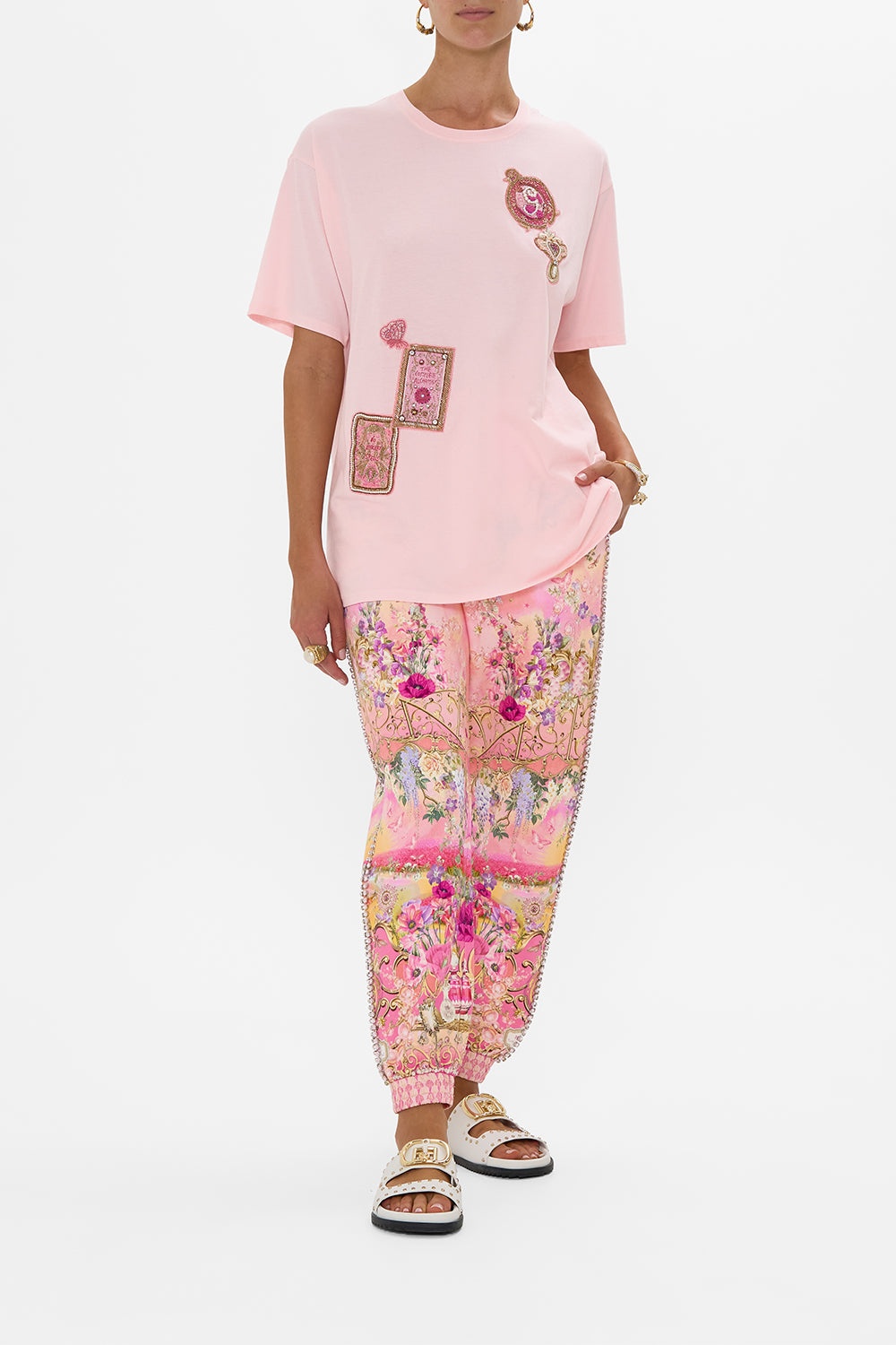 JERSEY TRACK PANT WITH SILK DETAILS - 2