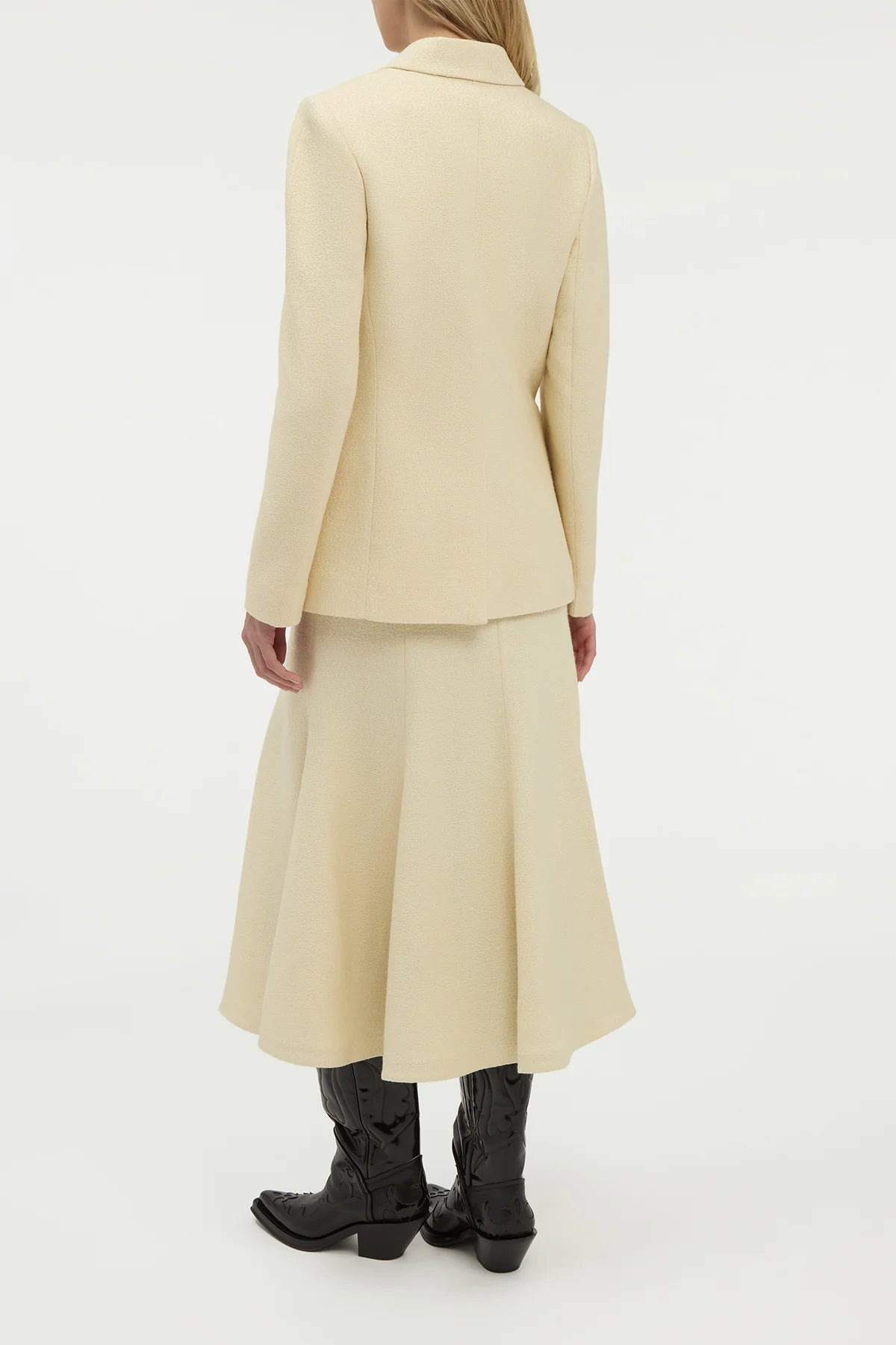 Selma Maxi Skirt in Ivory Silk Tweed - 5