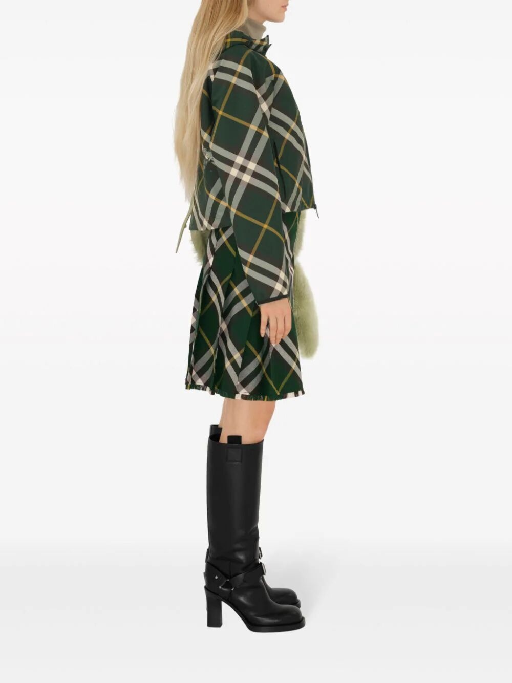 Cropped check lightweight jacket - 3