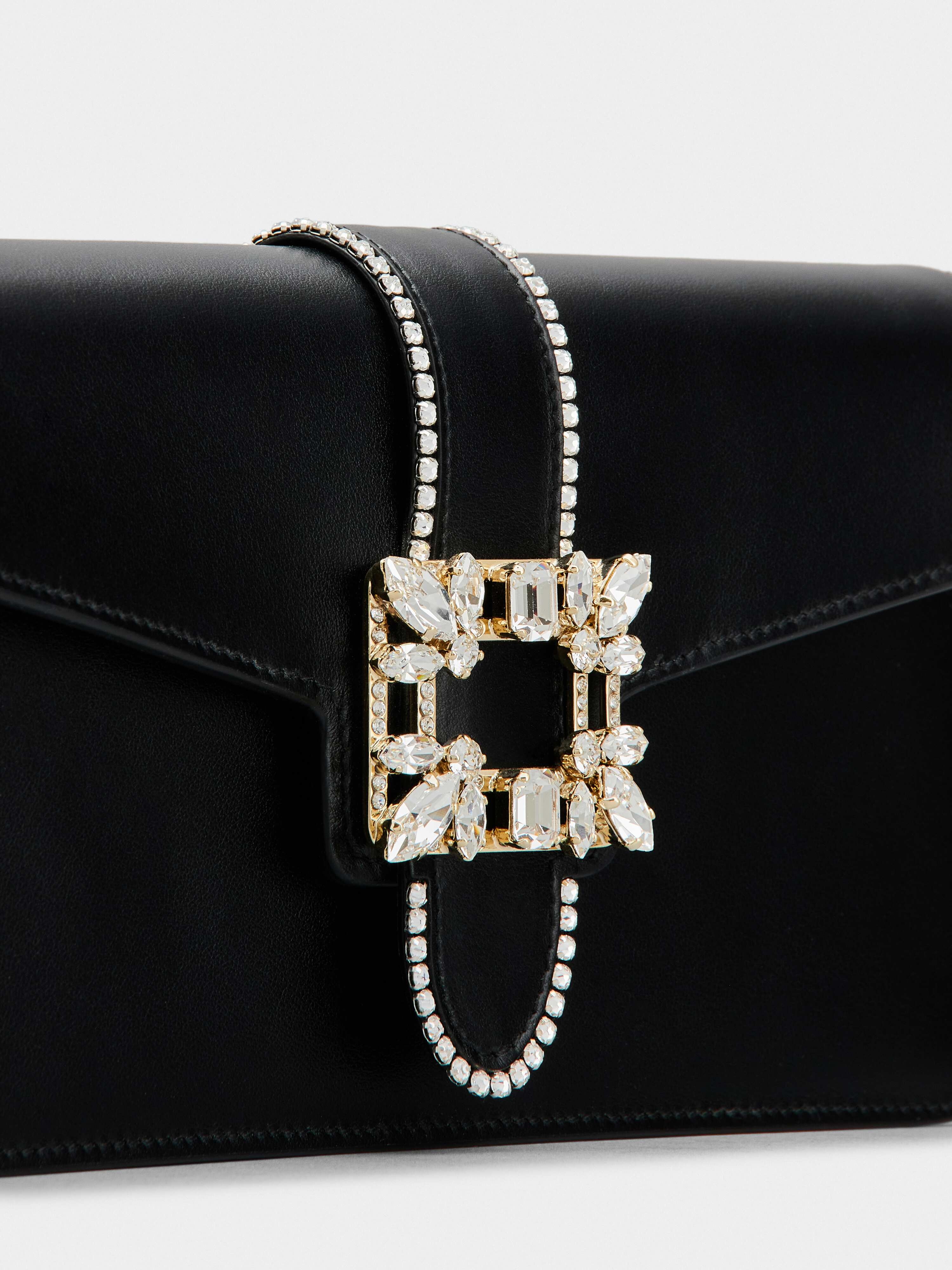 Miss Vivier Strass Buckle Clutch in Leather - 8