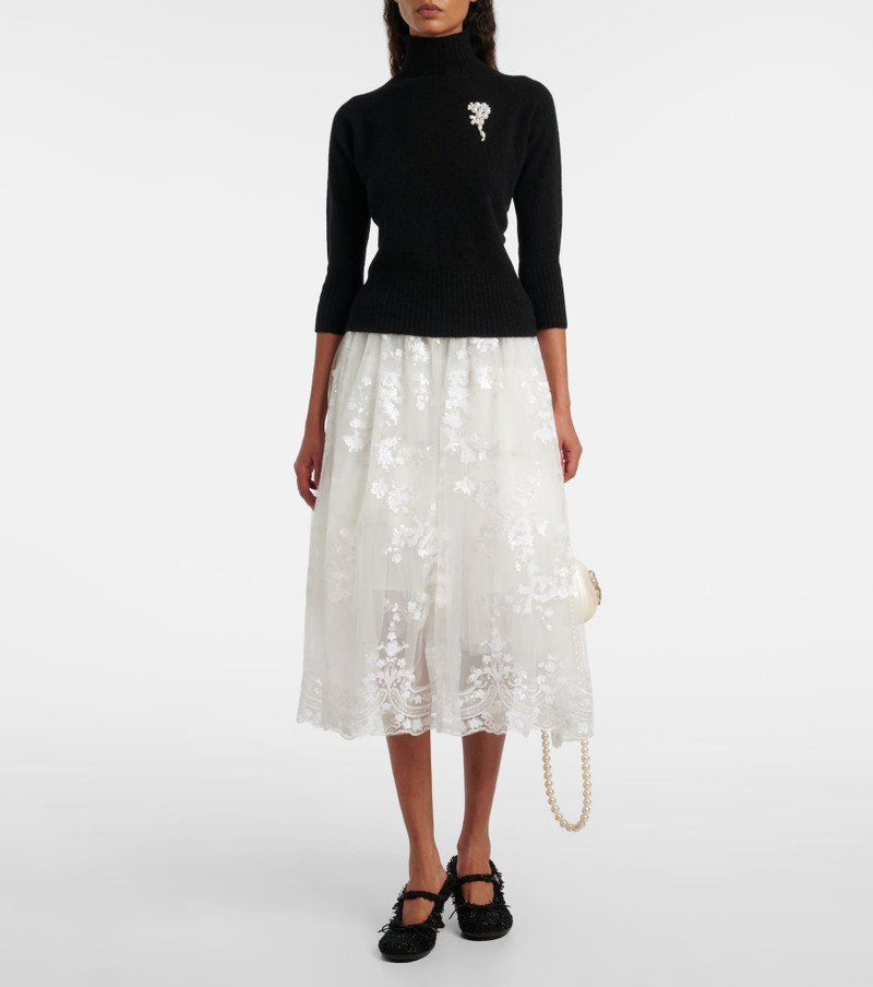 Simone Rocha Embellished cashmere turtleneck sweater outlook