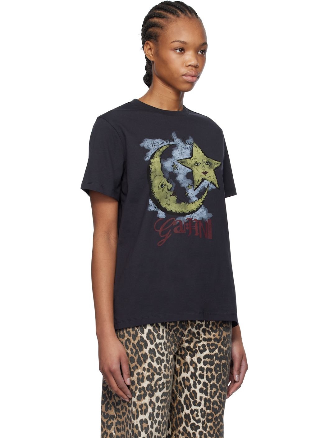 Black Basic Jersey Moonlight Relaxed T-shirt - 2