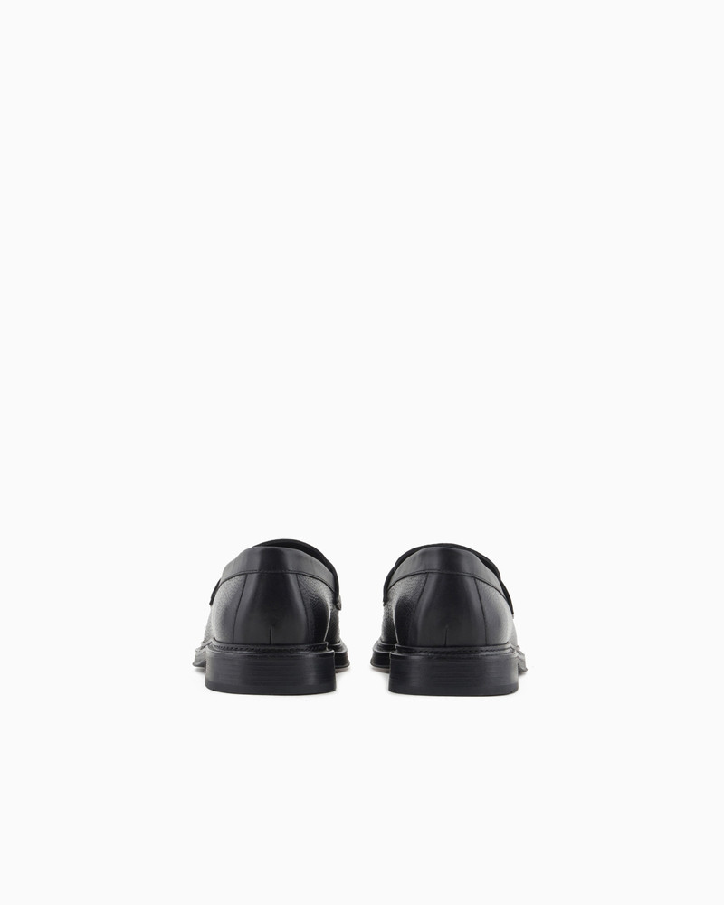 EMPORIO ARMANI PEBBLED LEATHER LOAFERS outlook