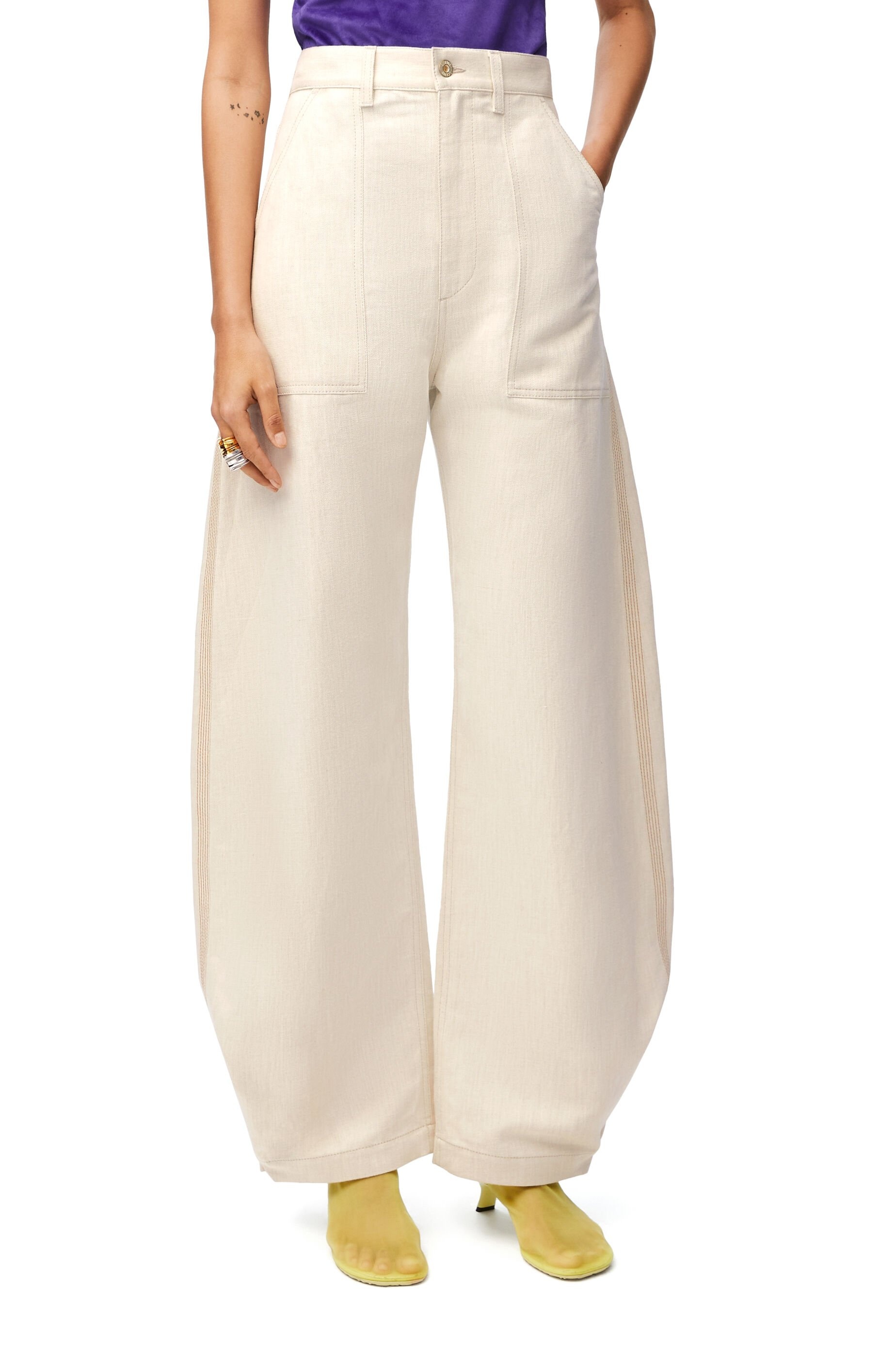 Adjusted fit balloon trousers in cotton and linen - 3