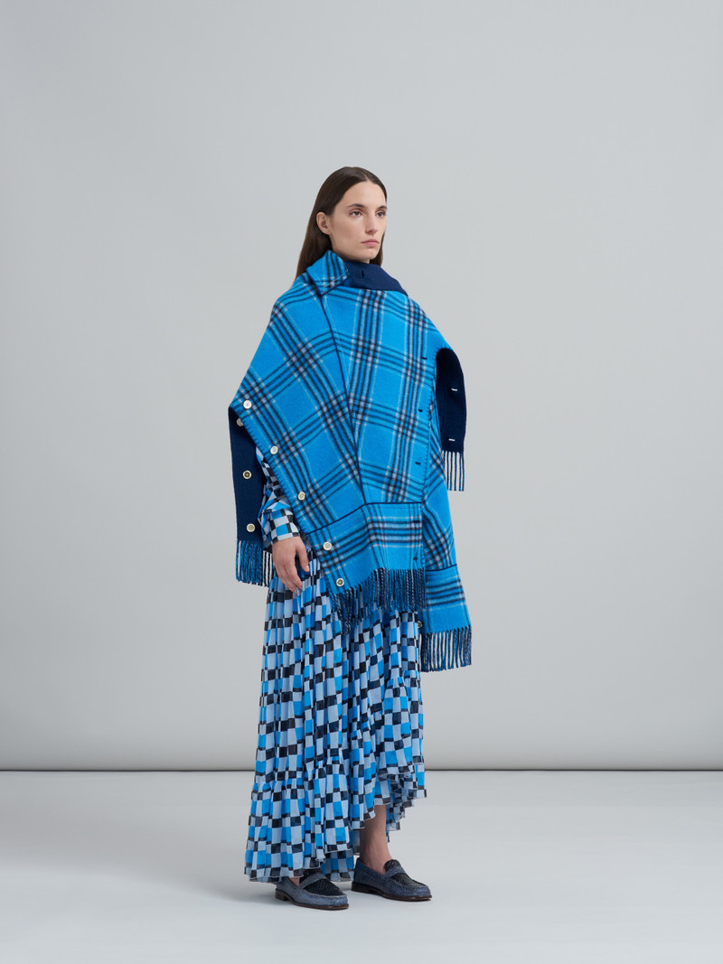 CHECK WOOL CAPE JACKET 6