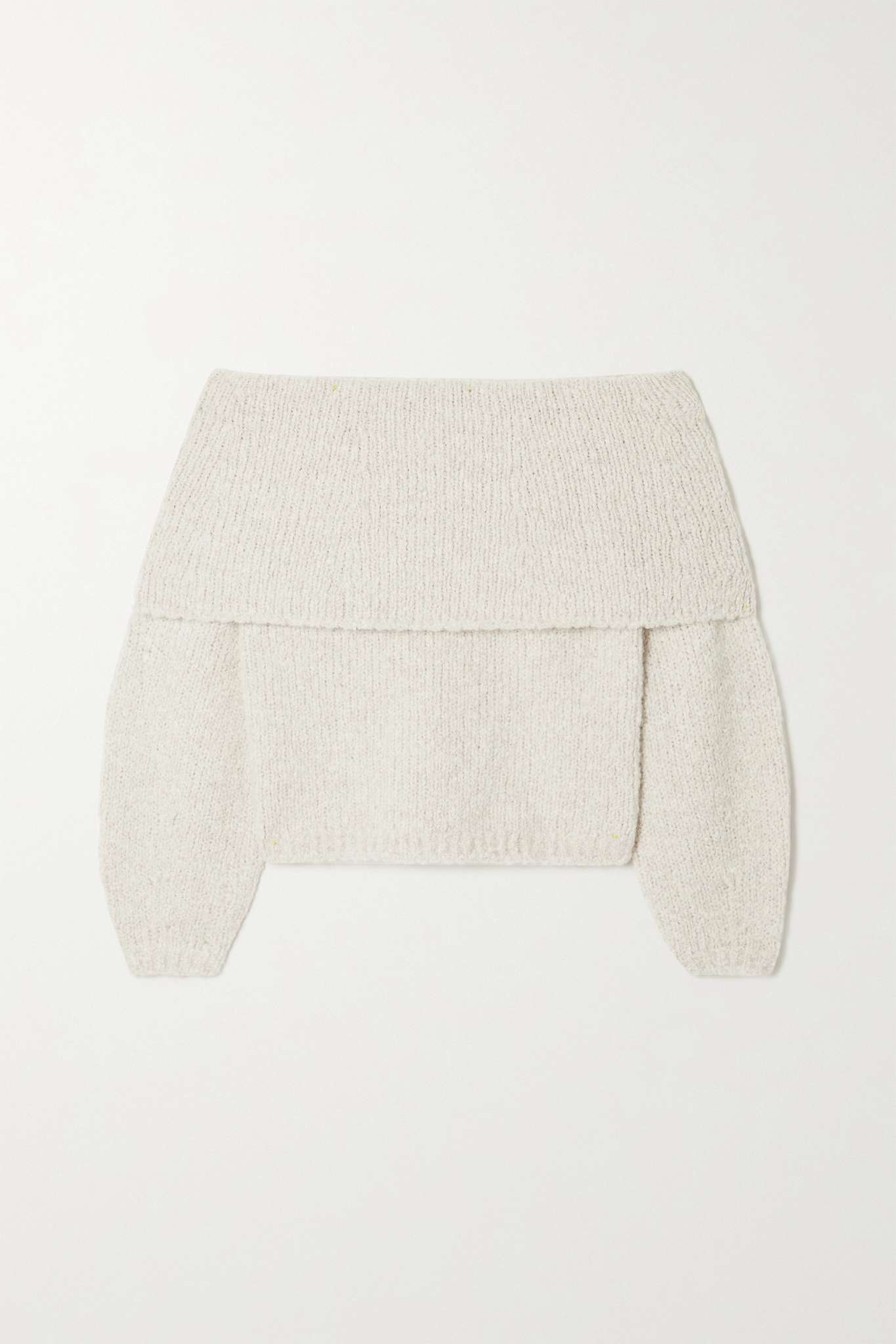 Off-the-shoulder wool, silk and cashmere-blend chenille sweater - 1