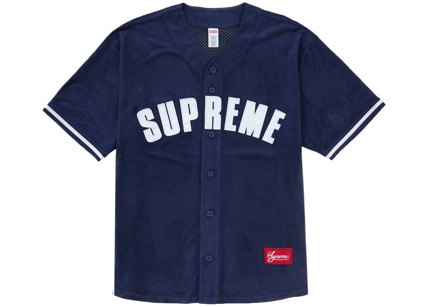 Supreme Supreme Ultrasuede Mesh Baseball Jersey Navy | REVERSIBLE