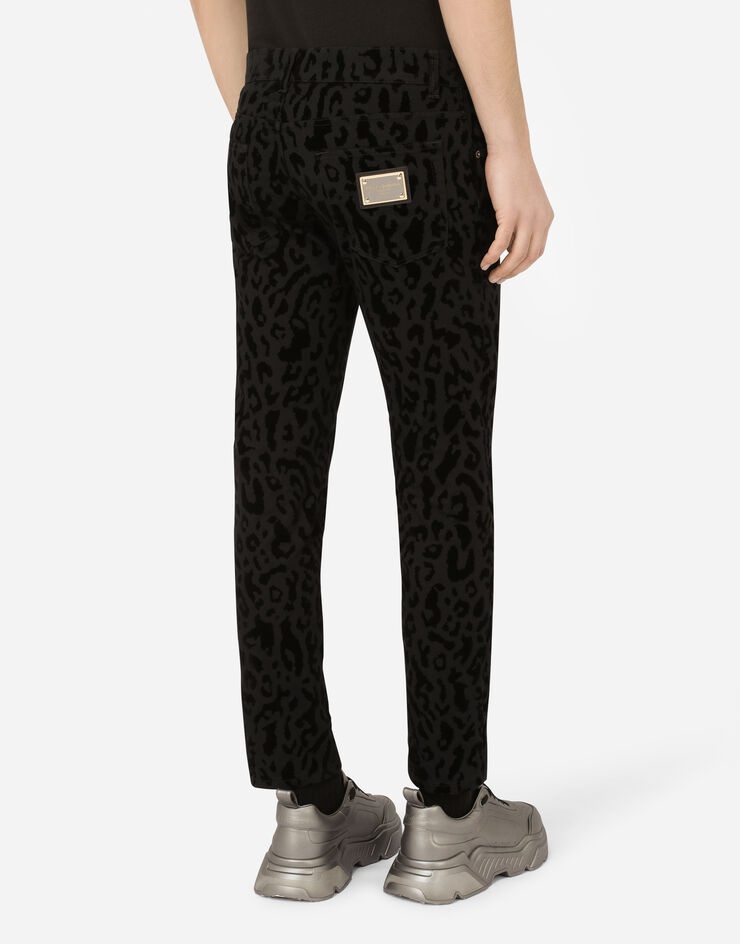 Skinny stretch jeans with leopard print - 5