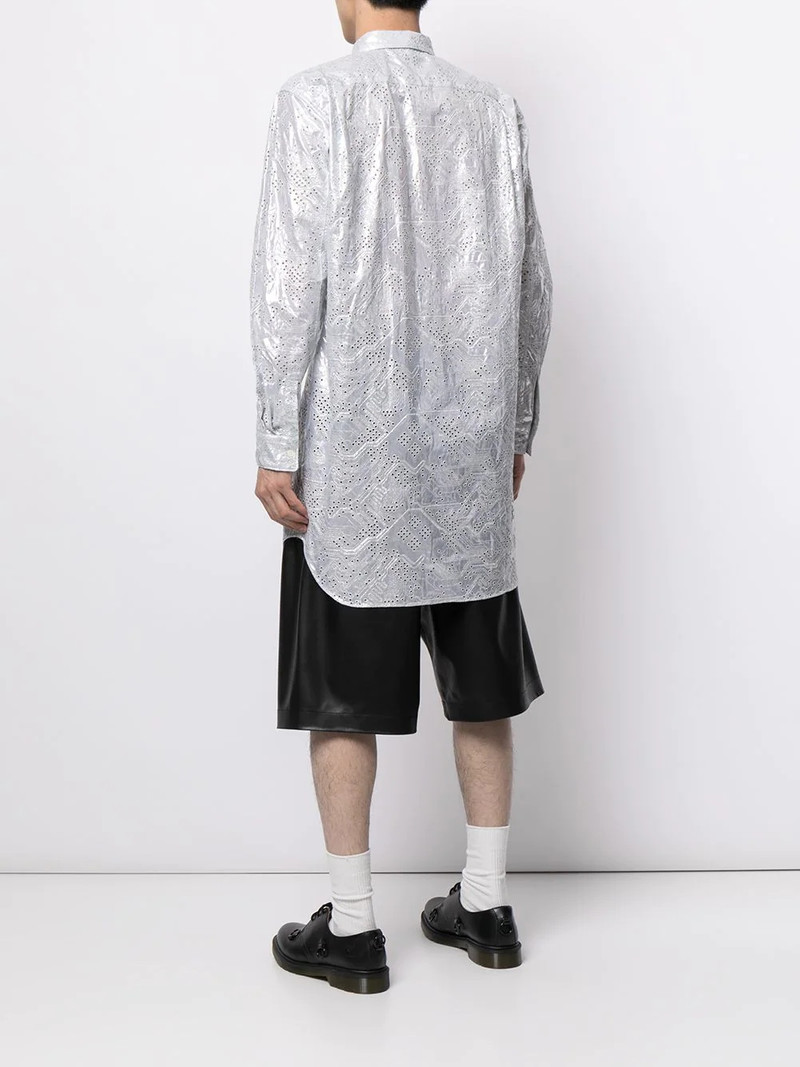 perforated-detail long shirt 4