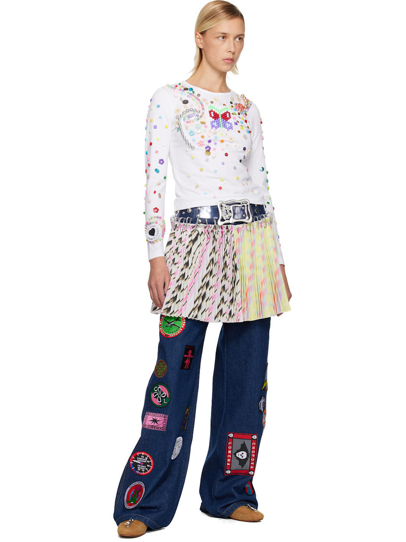 Chopova Lowena White Day Defunct Beaded Jersey T-shirt outlook