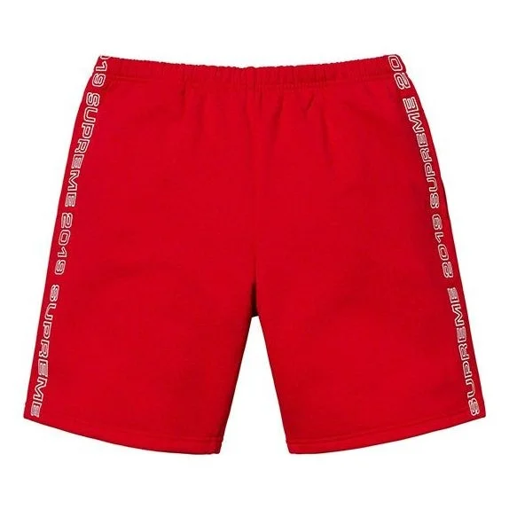 Supreme SS19 Topline Sweatshort Side Embroidered Logo Shorts Unisex Red SUP-SS19-10329 - 1