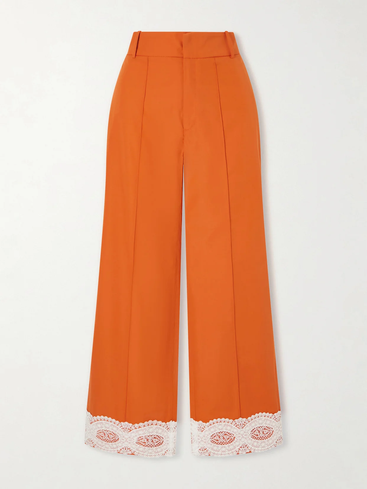 Yoshimoto Lace-trimmed Cotton Poplin Pants - 1