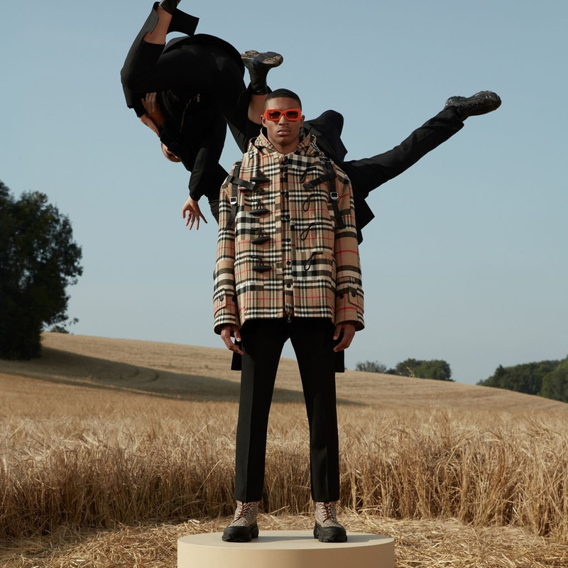 Check Wool Cashmere Oversized Hooded Duffle Coat 8