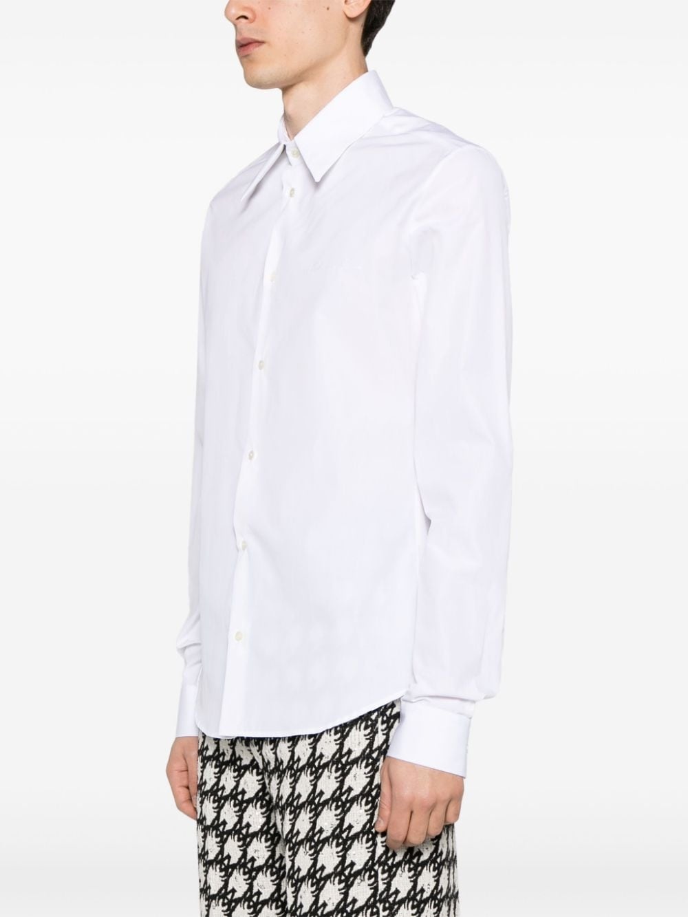 logo-embroidered cotton shirt - 3