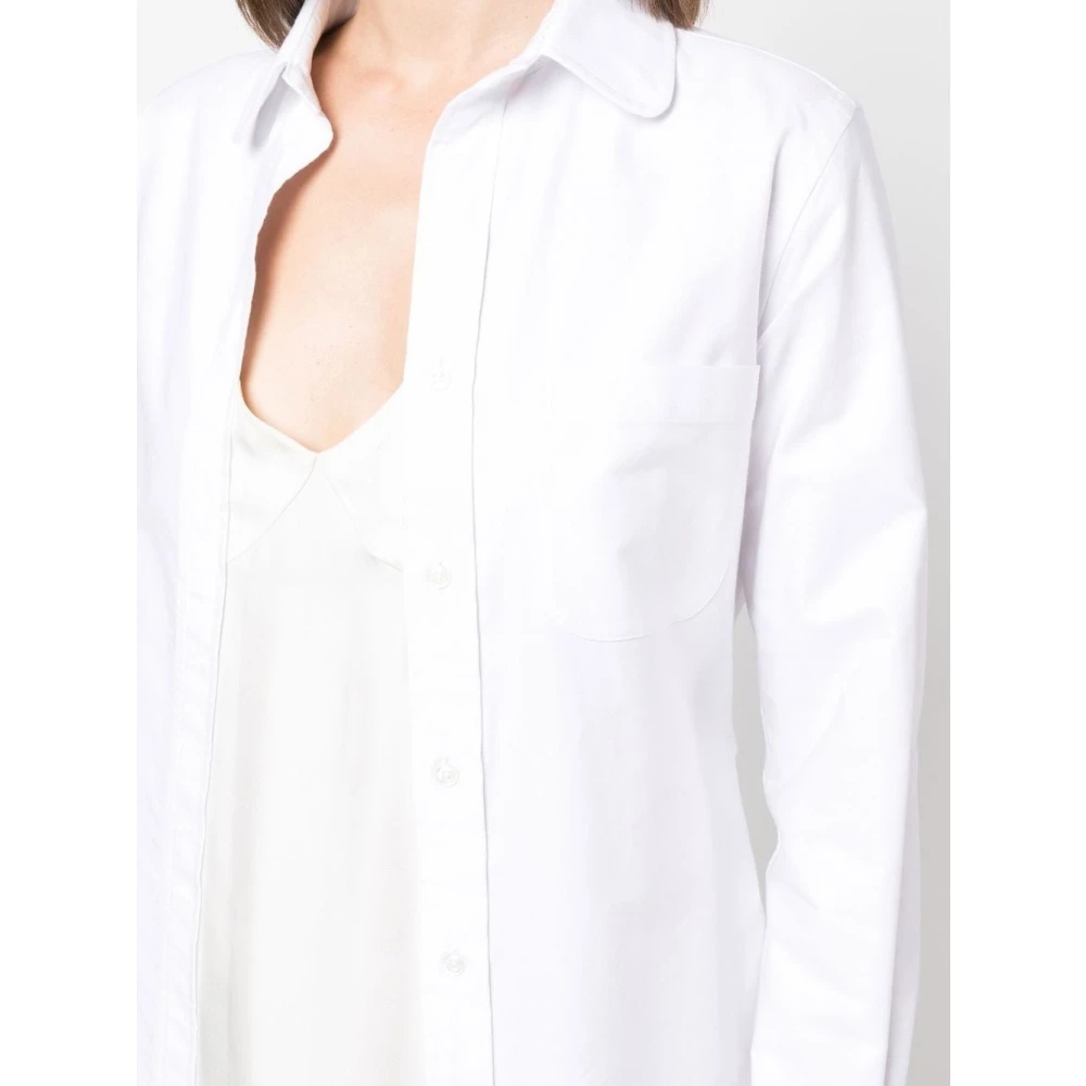 Thom Browne WHITE OXFORD COTTON DRESS WITH SILK TWILL