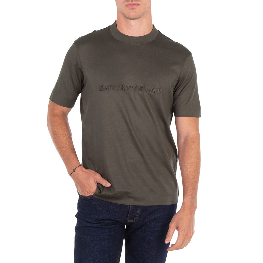 Emporio Armani Logo Embroidered Lyocell-Blend T-Shirt - 1
