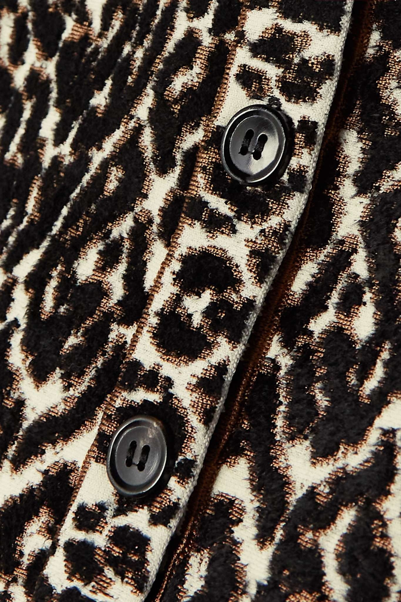 Cropped leopard jacquard-knit cardigan - 5