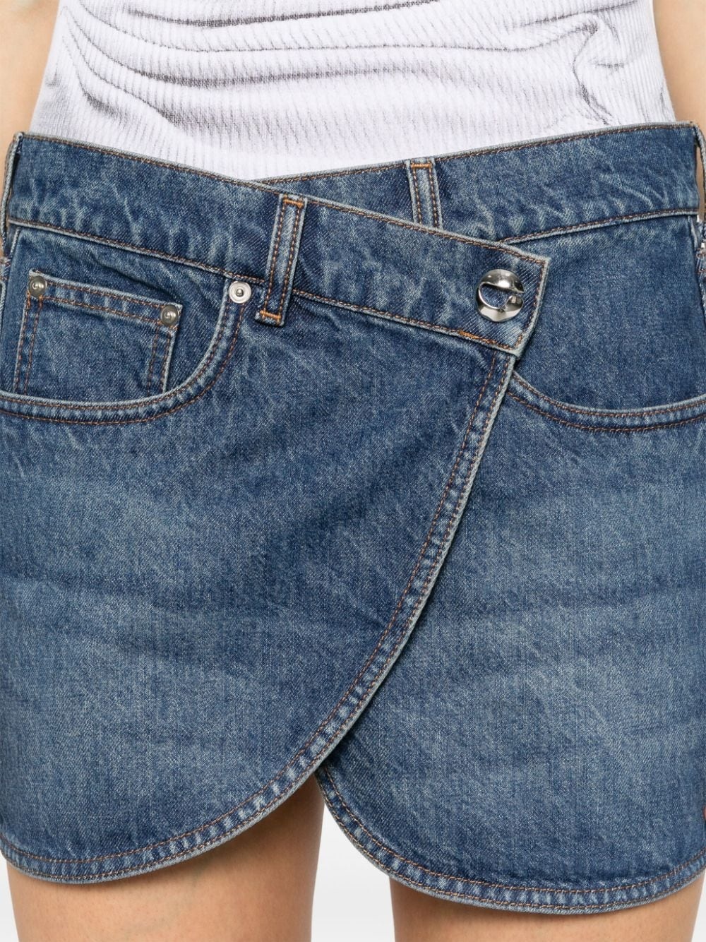 logo-patch denim mini skirt - 5