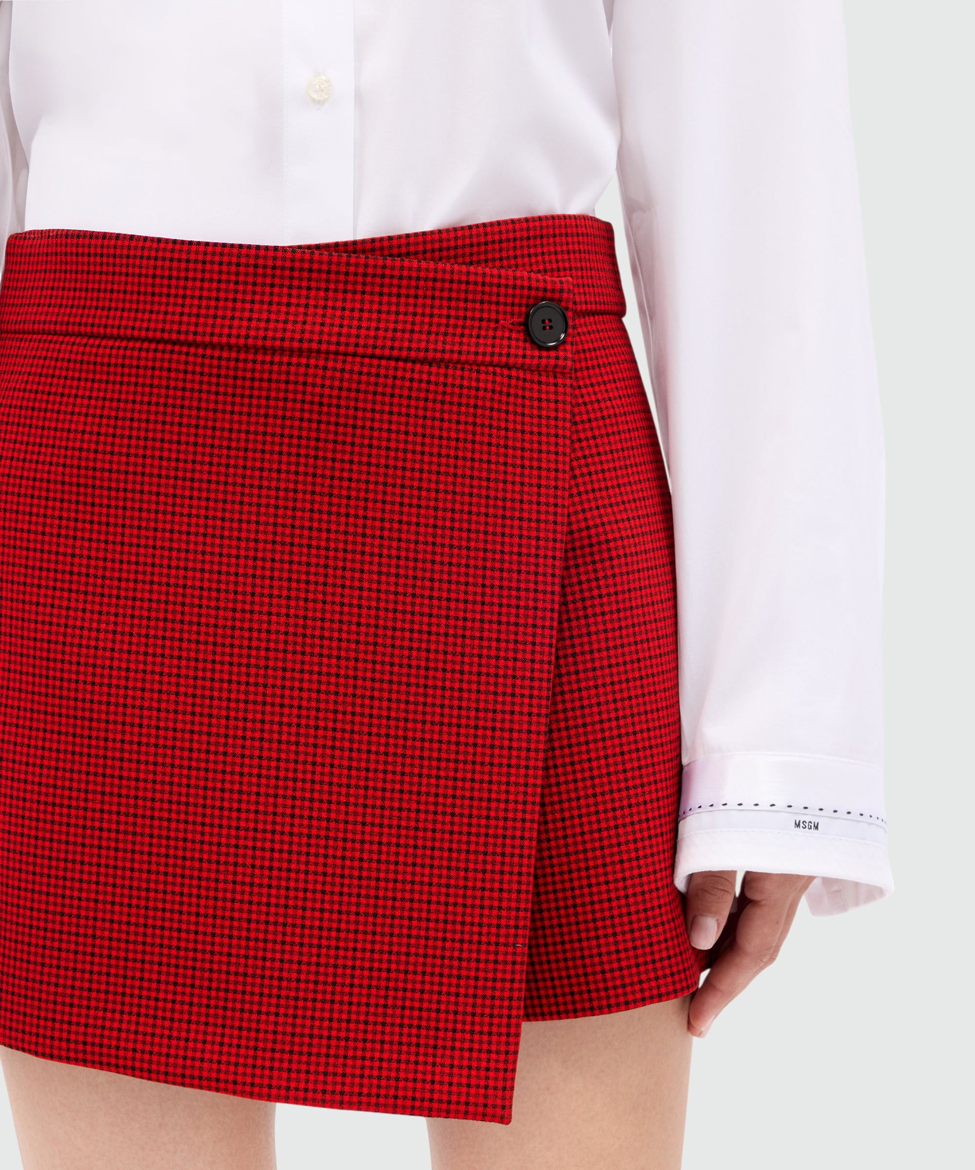 Red check wrap shorts - 4