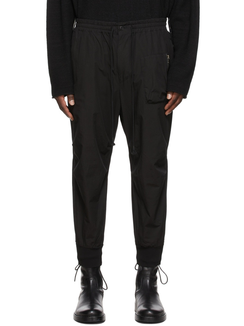 Black Garment Dye Cotton Jogger Trousers 1