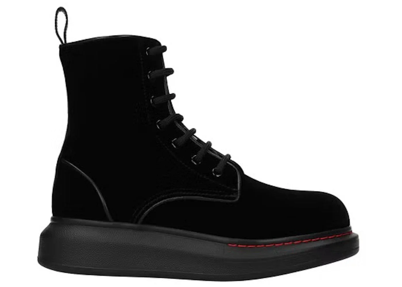 Alexander Mcqueen Hybrid Lace Up Boot Velvet Black (Women's) - 1