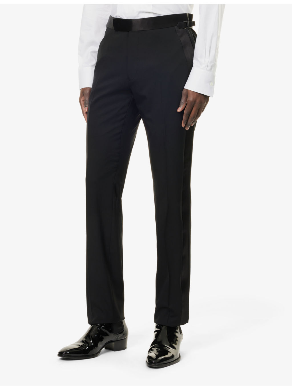 Adjustable-tab unhemmed straight-leg regular-fit wool trousers - 3