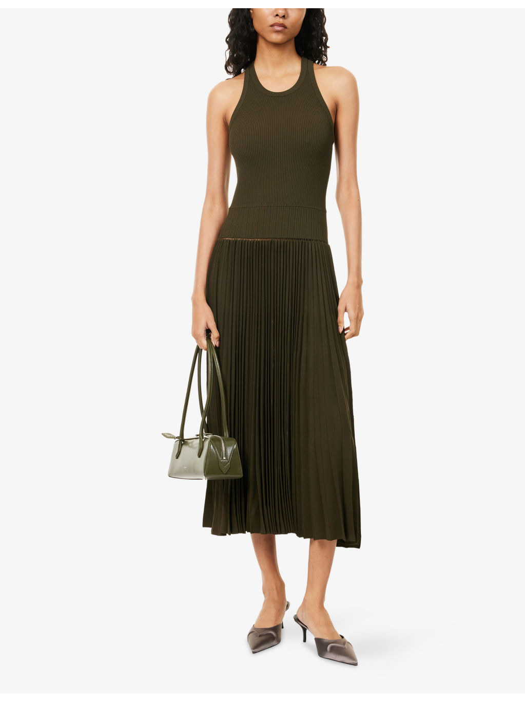 Regular-Fit Pleated Woven Midi Dress - 2