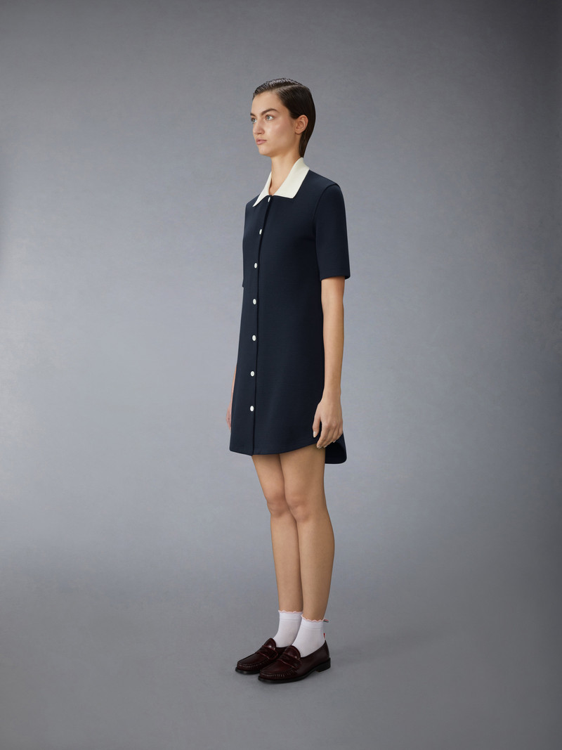 SOLID DOUBLE FACE KNIT POLO DRESS 3