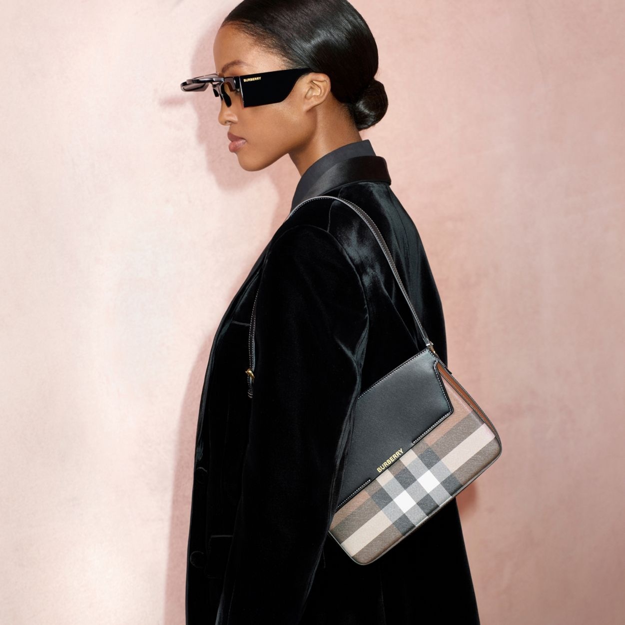 Check and Leather Catherine Shoulder Bag - 9