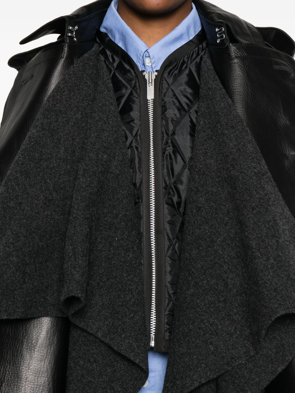 double-breasted leather jacket - 5