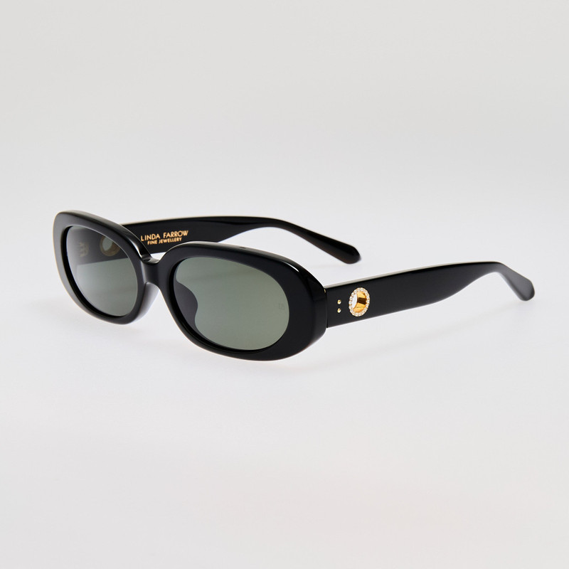 LINDA FARROW Cara Sunglasses in Black with Diamond outlook