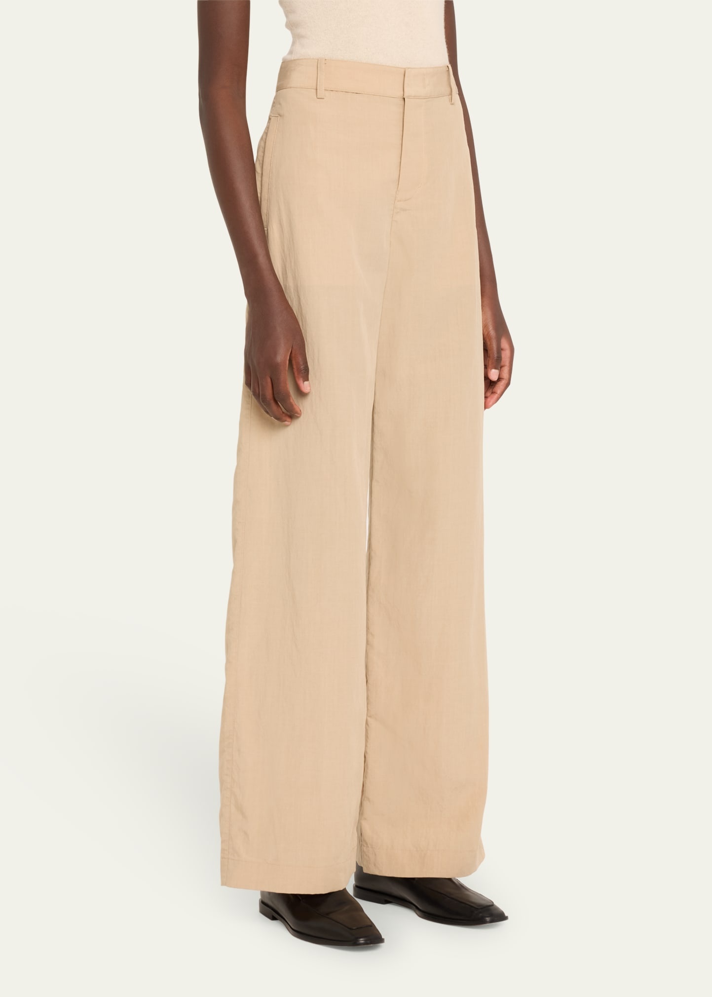 Mid-Rise Textured Wide-Leg Trousers - 4