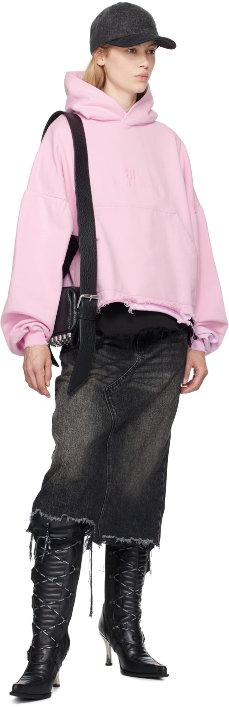 Pink Distressed Hoodie - 4
